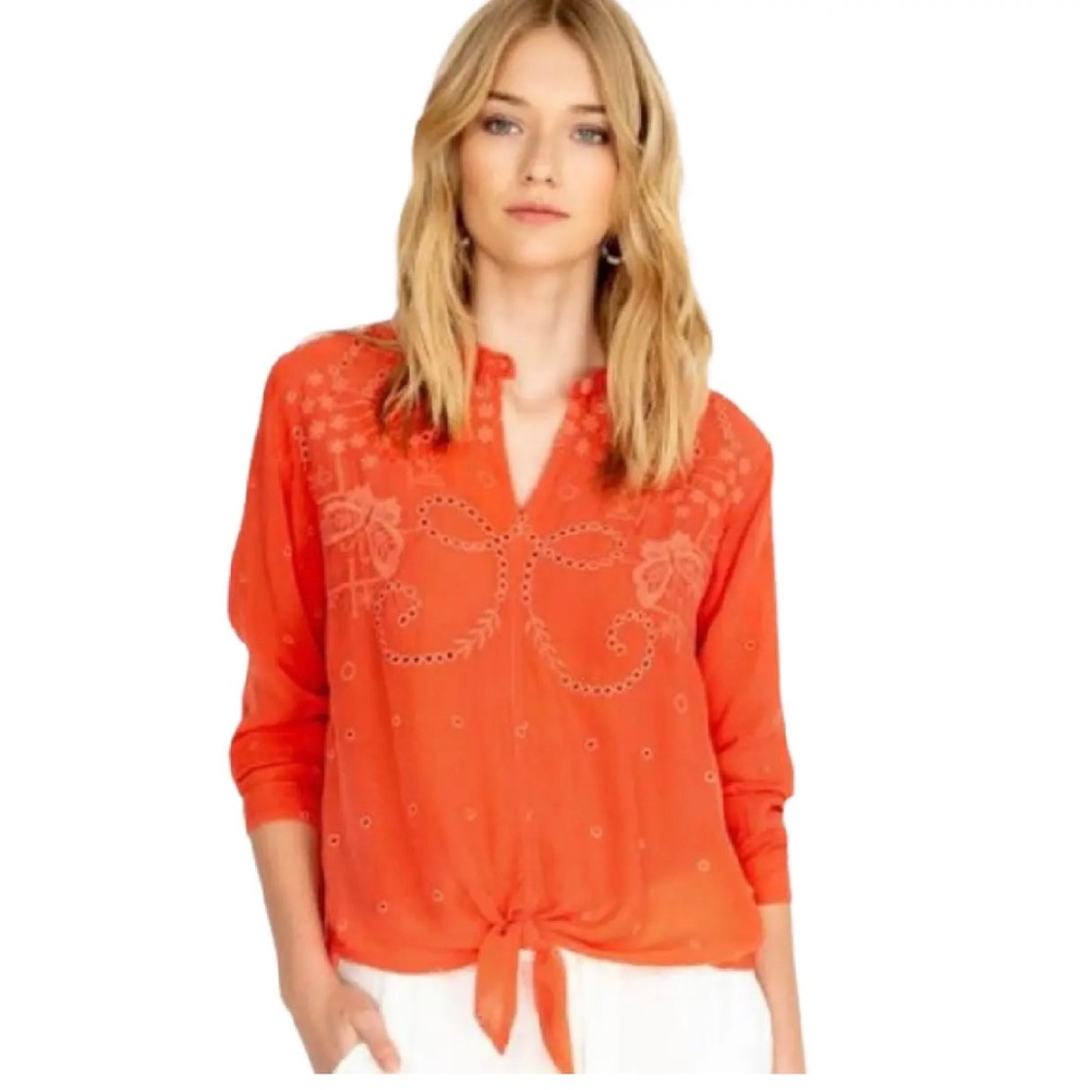 Johnny Was Naples Tie Top - XL - Coral